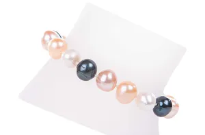 Single Strand Multi-color Cultured Freshwater Pearl Bracelet 9-10mm