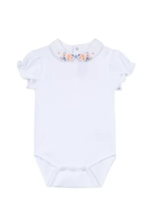 TAR White Bodysuit with Pink Flower Detail